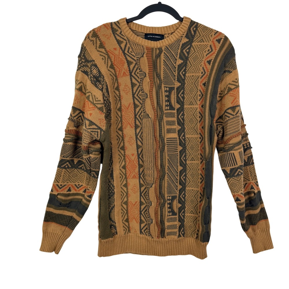 VTG S Recycled 3D Geometric Knit Slouchy Men's Sweater Cotton On Garments